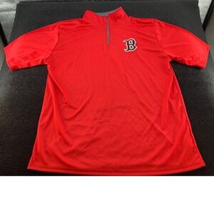 Red Boston Red Sox Badger Sport Quarter‎ Zip Pullover Shirt Adult Size